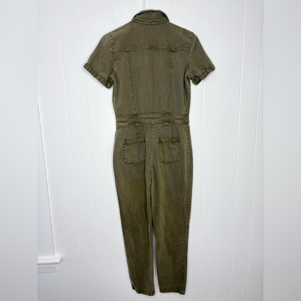 Young Fabulous & Broke YFB Olive Green Denim Utility Jumpsuit Overall Size XS - Picture 3 of 9